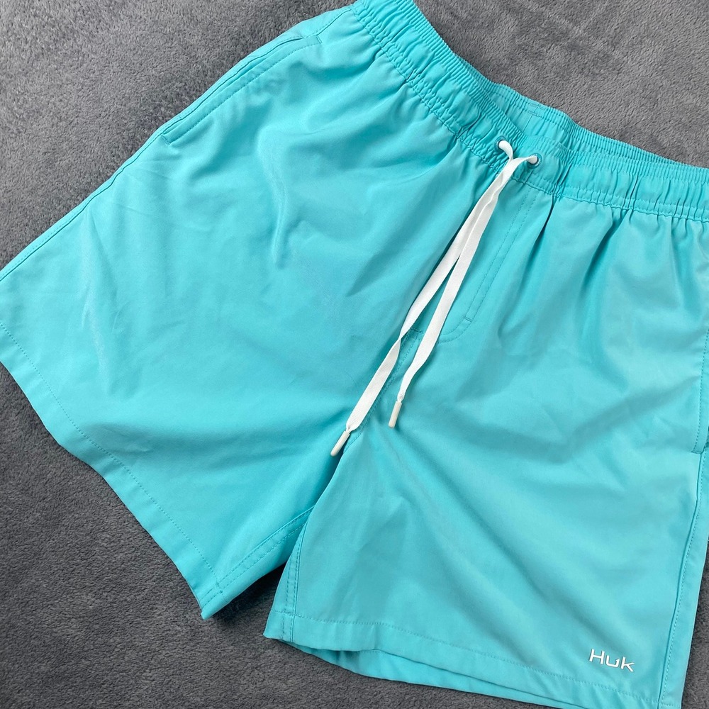 Huk Women Small Board Shorts Aqua Blue Performance Fishing Swim Trunks